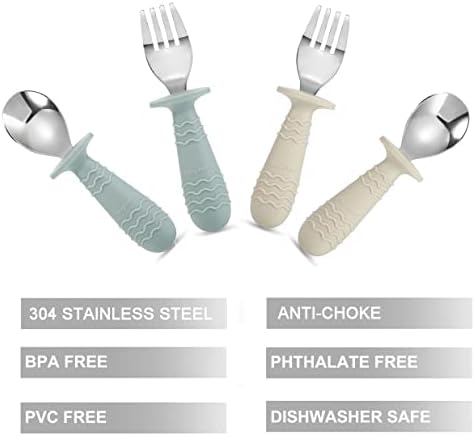 PandaEar Baby Toddler Silicone Stainless Steel Utensils BPA Free