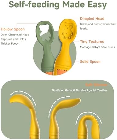 4-Pack silicone baby spoons for teething and self-feeding