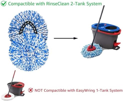 4-Packed Microfiber Mop Heads for RinseClean 2-Tank System