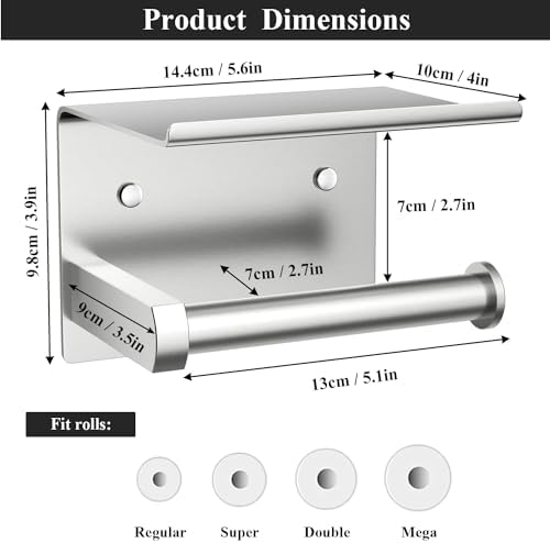 Tindbea Toilet Paper Holder with Phone Shelf Brushed Nickel