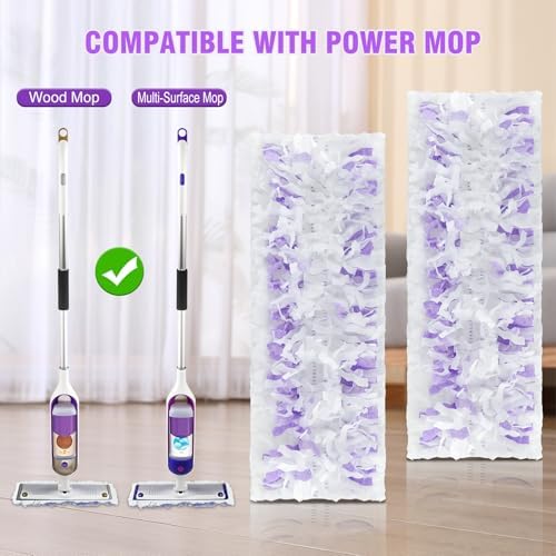 SAUAUSUN Swiffer PowerMop Disposable Pads x25 - Multi-Surface Wood Mops Replacement
