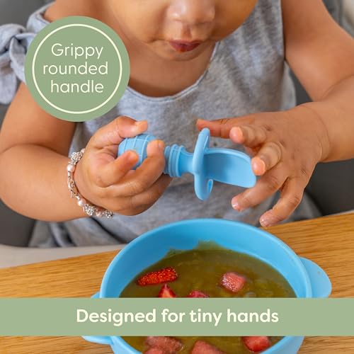UpwardBaby Self-Feeding Spoons with Anti-Choke Barrier Silicone for 4 Months