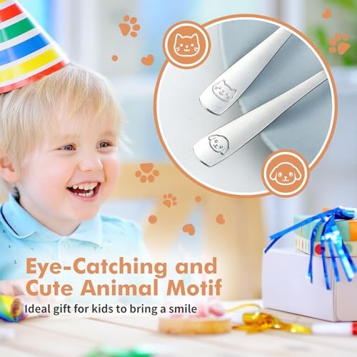 DRKIO 12-Piece Stainless Steel Toddler Utensils Set Safe Durable for Kids
