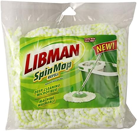 Libman Spin Mop Refill - Machine Washable 16-inch Diameter Deep-Cleaning Mop Head
