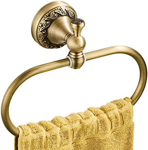 Flybath Oval Towel RingAntique Brass with Exquisite Pattern Durable Bathroom Kitchen Towel Hanger