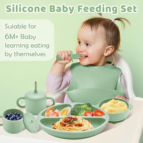 Bufims silicone baby feeding set safe convenient for 6 months