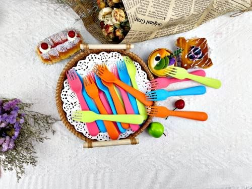 Jawbush 16Pcs Plastic Kids Forks BPA-Free Durable Set for Toddlers