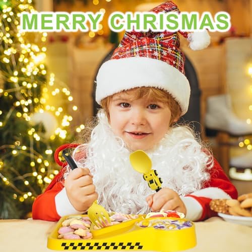 Construction Toddler Plate Set with Removable Straw - Healthy Eating for Kids