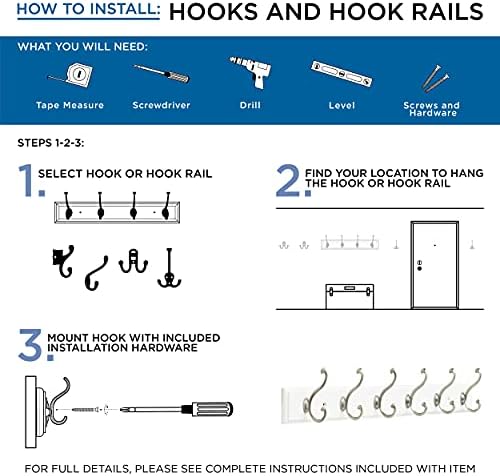 5-Pack Double Wall Hooks Matte Nickel for Cobra Hangers