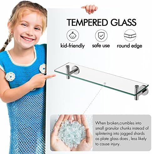 KES Floating Tempered Glass Shelf Rust-Resistant Wall-Mounted