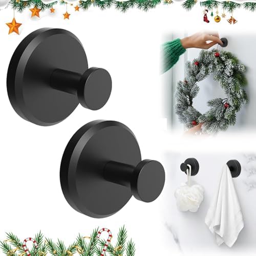 2-Piece Suction Cup Hooks Stainless Steel Matte Black