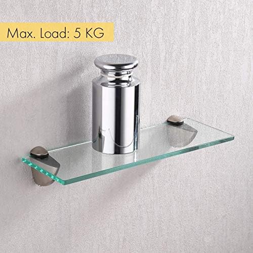 KES 137-Inch Floating Glass Organizer Shelf with Brushed Nickel Finish
