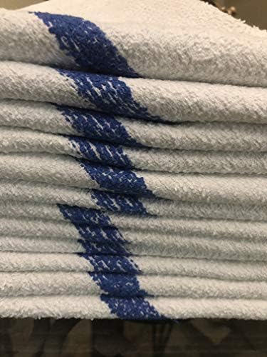 16x19 Jumbo Blue Striped Terry Cloth Mop Towels 60-Pack