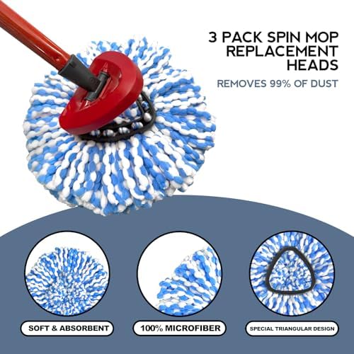Nuorest 2-Tank Spin Mop Replacement Head 3 Pack