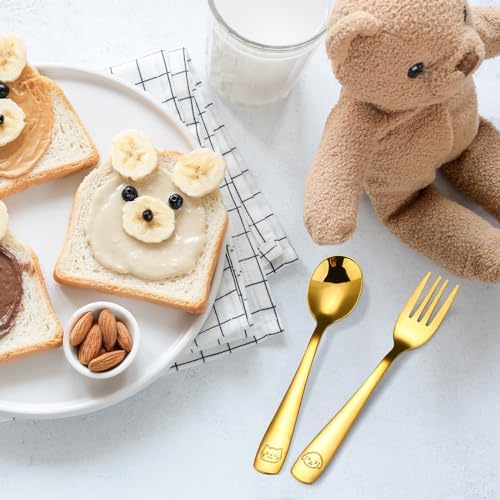 DRKIO 12-Piece Stainless Steel Toddler Utensils Set Safe Durable for Kids