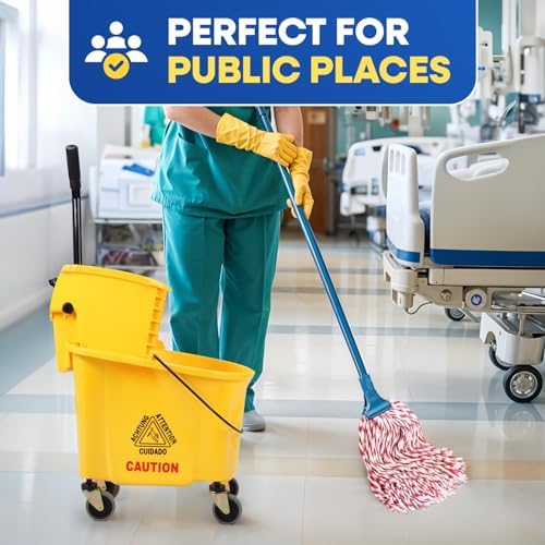 Heavy-Duty Commercial Mop Bucket With Wringer Wheels