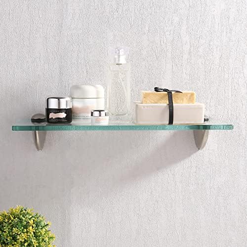 KES 137-Inch Floating Glass Organizer Shelf with Brushed Nickel Finish