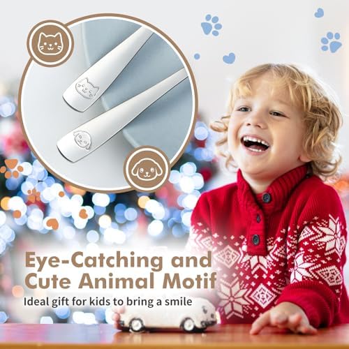 DRKIO Stainless Steel Toddler Utensils Set for Fun and Safety