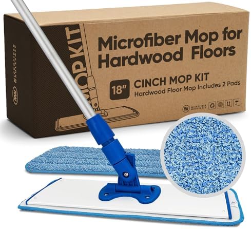 Cinch Pro-Grade Microfiber Mop for Hardwood Floors Reusable Powerful