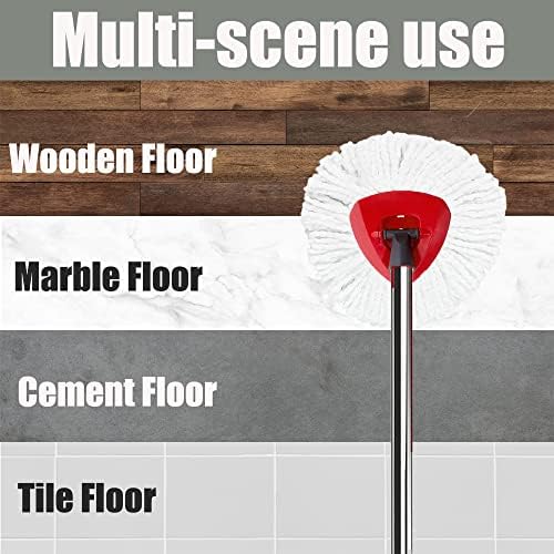ANREKEYHSpin Mop Microfiber Mop Refills Set 4 Heads 30-58in Handle 1 Base