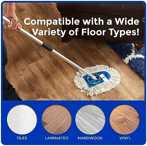 Heavy-Duty Durable Industrial-Strength Hand-Sewn Natural Cotton Wedge Dust Mop Head