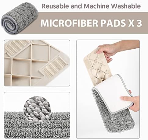 Spray Mop with Refillable Bottle 3 Washable Microfiber Pads