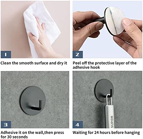 Rise Age 4-pack stainless steel bathroom hooks waterproof strong 6 lb load