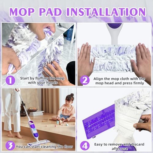 SAUAUSUN Swiffer PowerMop Disposable Pads x25 - Multi-Surface Wood Mops Replacement