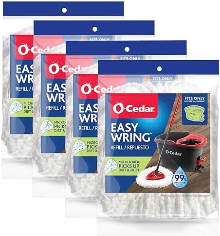 O-Cedar EasyWring Spin Mop Microfiber Mop Refill Pack of 4