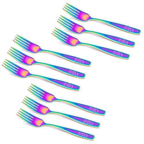 Rainbow Kids Safe Stainless Steel Forks 9-Piece Set