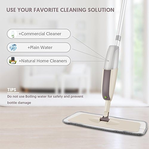 Spray Mop with Refillable Bottle 3 Washable Microfiber Pads
