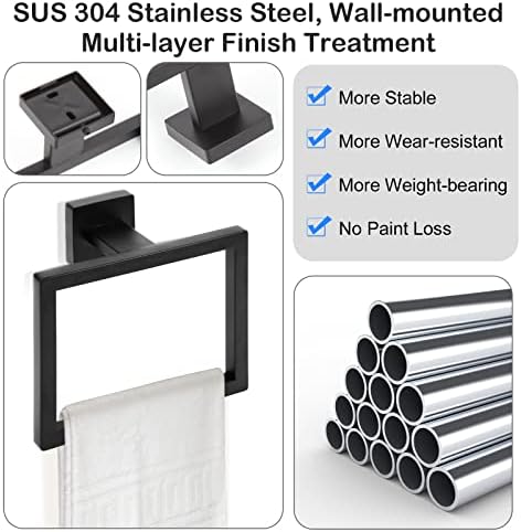 Matte Black Towel Ring Premium Bathroom Hardware