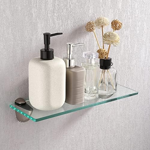 KES 137-Inch Floating Glass Organizer Shelf with Brushed Nickel Finish