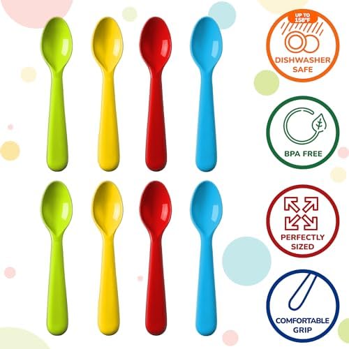 PLASKIDY Kids Spoons Set of 18 - BPA Free Dishwasher Safe