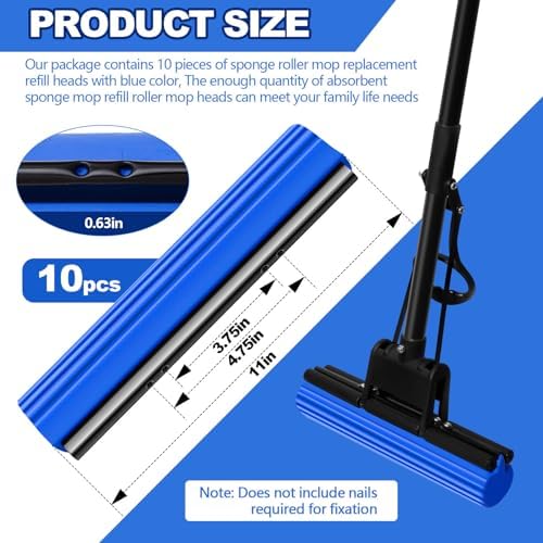 10-Piece PVA Sponge Mop Refill Set for Home Kitchen Use