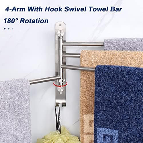 NearMoon Swivel Towel Rack Stainless Steel 4-Arm Towel Bar