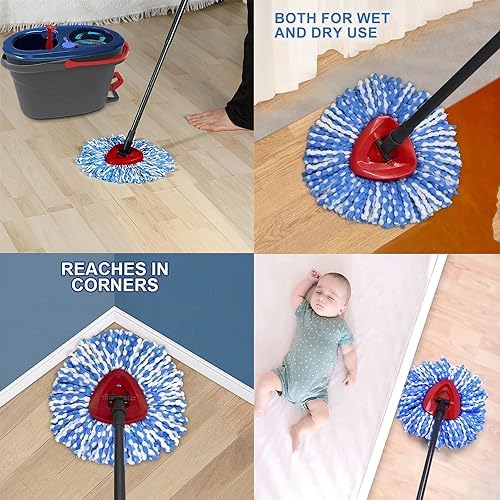 Spin Mop Replacement Microfiber Heads for Ocedar RinseClean 2 Tank System