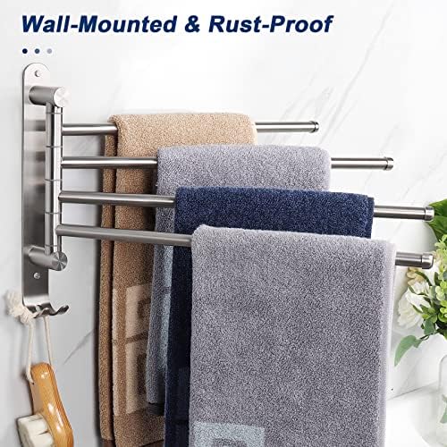 NearMoon Swivel Towel Rack Stainless Steel 4-Arm Towel Bar