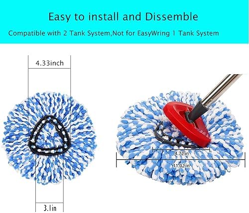 Spin Mop Replacement Microfiber Heads for Ocedar RinseClean 2 Tank System