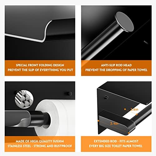 ASTOFLI Black Toilet Paper Holder with Shelf