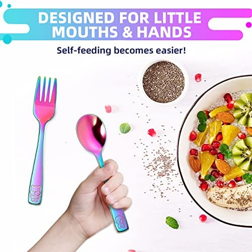 VITEVER 10-Piece Toddler Utensil Set Rainbow Design Stainless Steel
