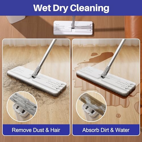 Dual Tank Mop Bucket Set with Extendable Handle for Efficient Cleaning