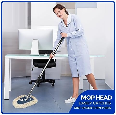 Heavy-Duty Durable Industrial-Strength Hand-Sewn Natural Cotton Wedge Dust Mop Head