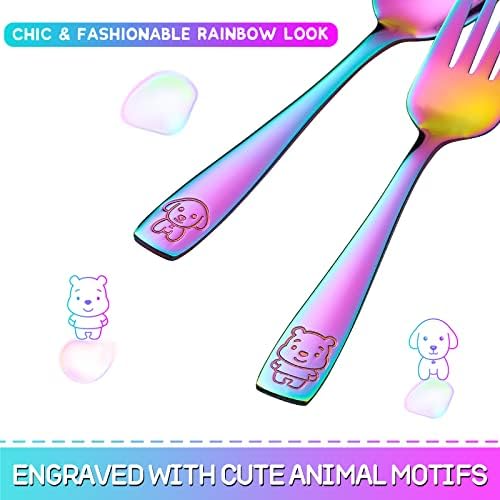 VITEVER 10-Piece Toddler Utensil Set Rainbow Design Stainless Steel