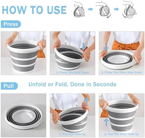 2-Pack Collapsible Mopping Buckets Durable RV Camping Cleaning Essentials