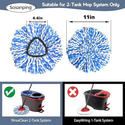 Nuorest 2-Tank Spin Mop Replacement Head 3 Pack