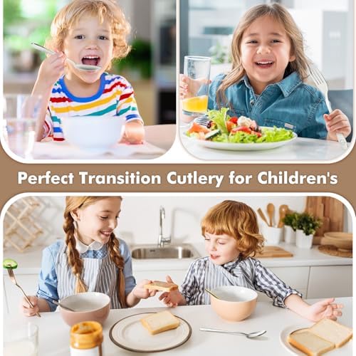 DRKIO Stainless Steel Toddler Utensils Set for Fun and Safety