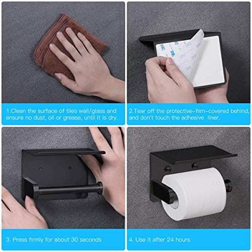 VAEHOLD Self Adhesive Toilet Paper Holder Phone Shelf Stainless Steel Rustproof Wall Mounted