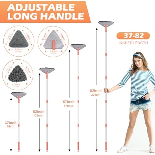 Wall Cleaner Triangle Mop with 82 Inch Long Handle