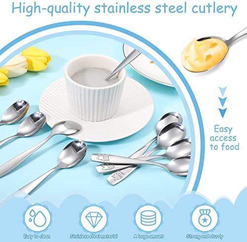 Pimoys 9-Piece Toddler Spoons Set Safe Stainless Steel Kids Cutlery
